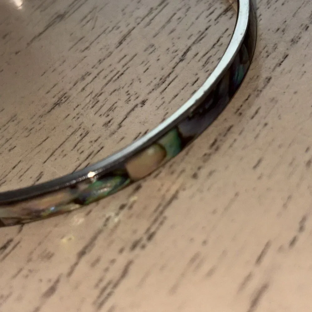 Abalone Shell Stainless Steel Bracelet Bangle 2.5”W, 1/4”T
